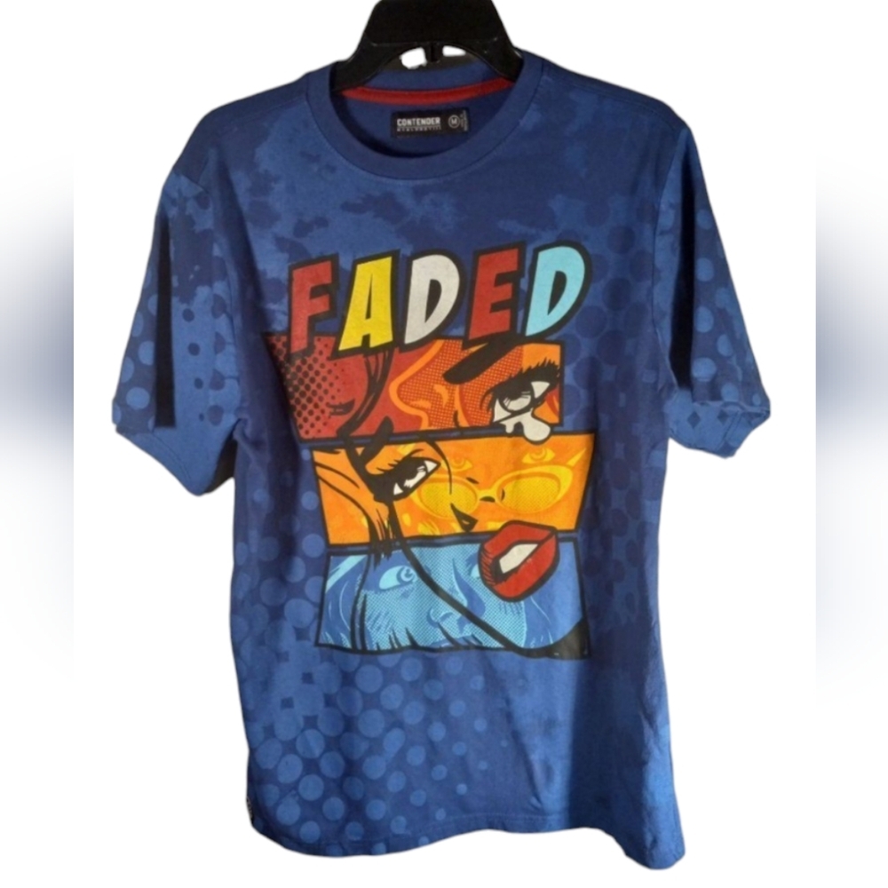Contender Men's Faded Blue Graphic Short Sleeve T-shirt Size Medium